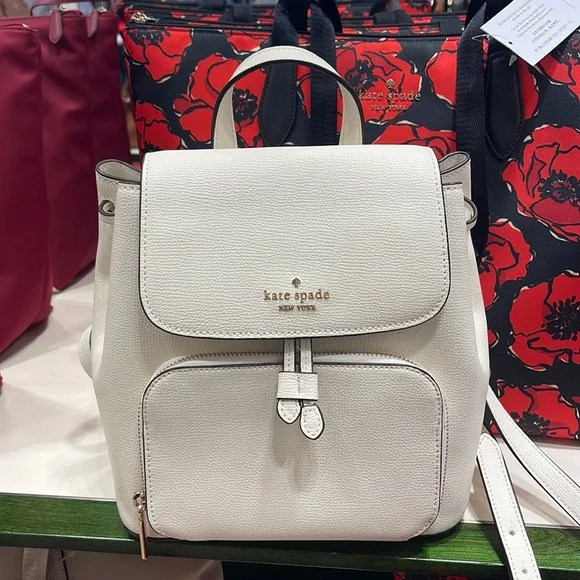 Kate Spade Cream Kristi Leather medium flap Backpack Kate Spade Kristi Medium Flap Backpack Review - what jess wore main image 3